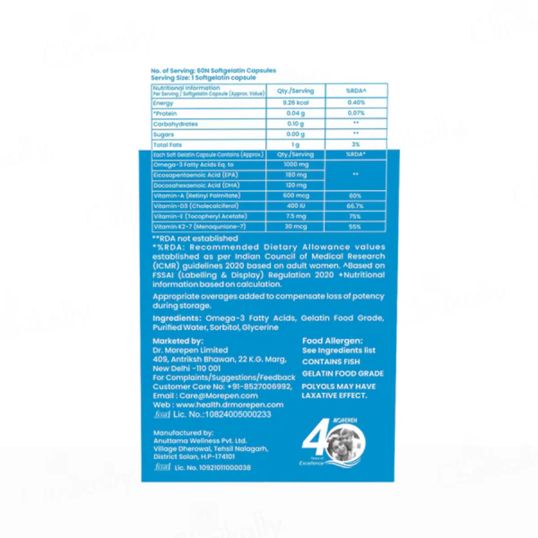 Dr. Morepen Omega-3 Deep Sea Fish Oil 1000mg Soft Gelatin Capsule