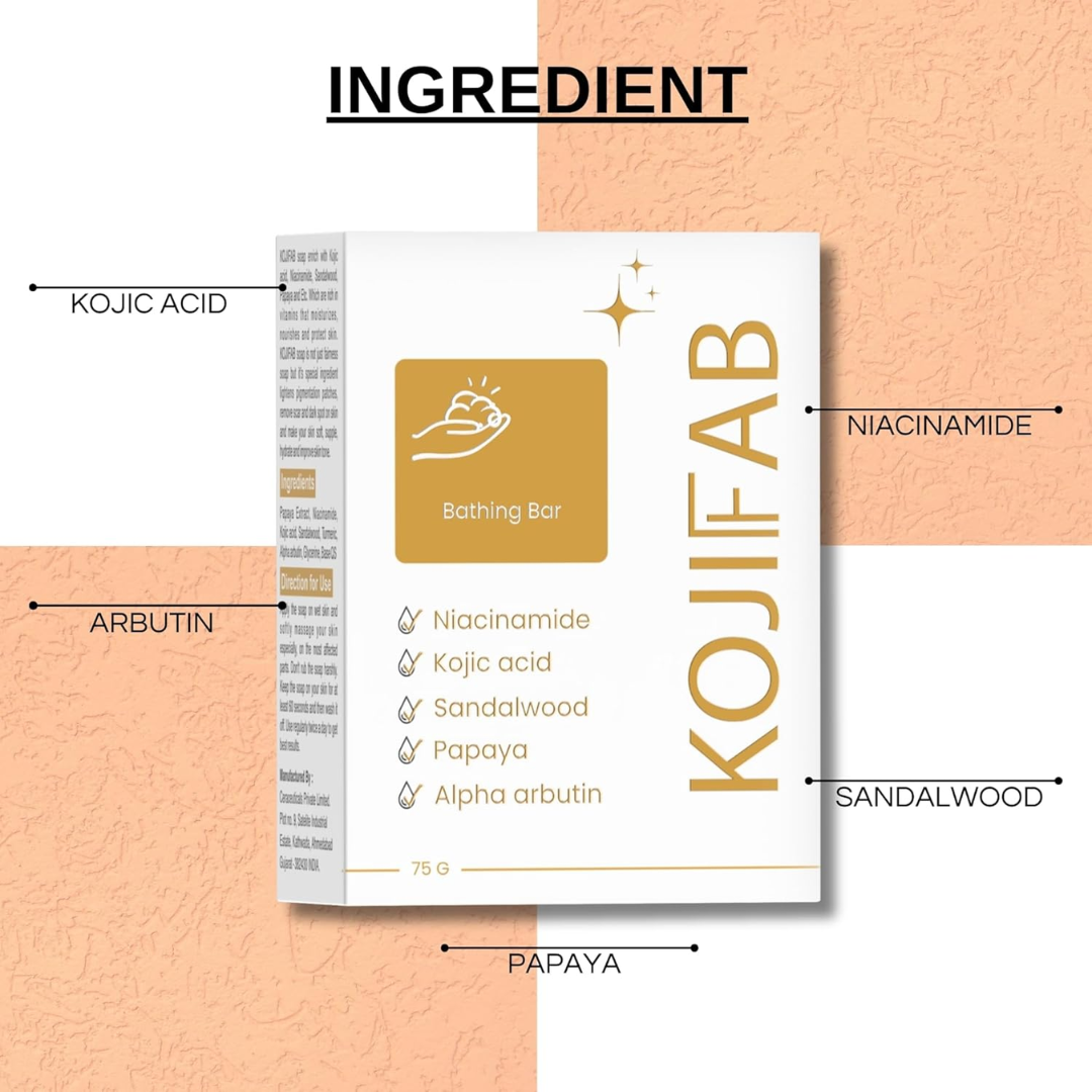 Kojifab Glycerin Soap with Kojic Acid, Niacinamide & Sandalwood
