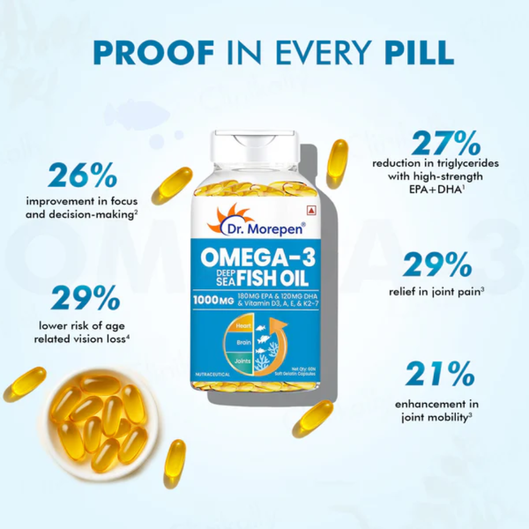 Dr. Morepen Omega-3 Deep Sea Fish Oil 1000mg Soft Gelatin Capsule