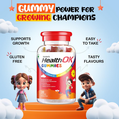 Health Ok Mankind Gummies (Bottle of 30 Gummies), Multivitamin and Multimineral for Kids, Supports Normal Growth, Healthy Immune system and Brain Function, for 7 -17-year-old