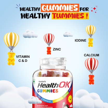 Health Ok Mankind Gummies (Bottle of 30 Gummies), Multivitamin and Multimineral for Kids, Supports Normal Growth, Healthy Immune system and Brain Function, for 7 -17-year-old