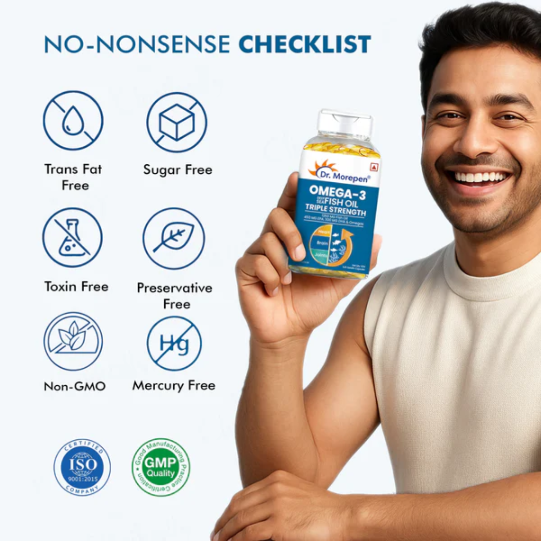 Dr. Morepen Omega-3 Deep Sea Fish Oil 1250mg Triple Strength Soft Gelatin Capsule