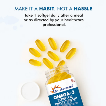 Dr. Morepen Omega-3 Deep Sea Fish Oil 1250mg Triple Strength Soft Gelatin Capsule